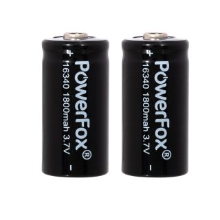 Twee PowerFox 16340-accu's voor een compacte laserpen